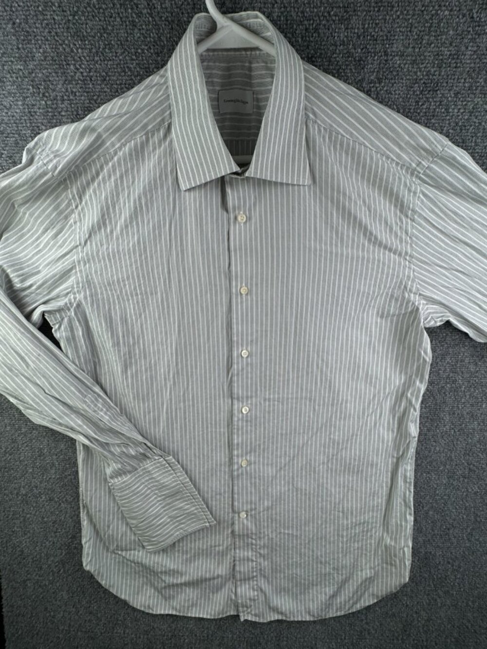 Ermenegildo Zegna Long Sleeve Button Up Shirt Men Striped Gray 16 Regular Fit